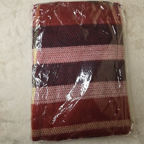 Willow Collective Red, Black, White & Yellow Fringed Scarf - Picture 4 of 8